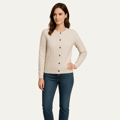 VogeLuxe | Women’s Cable Knit Button-Front Cardigan 3
