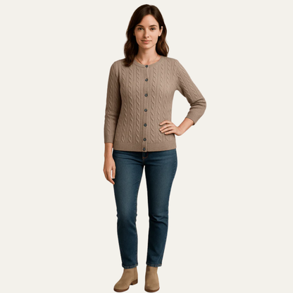 VogeLuxe | Women’s Cable Knit Button-Front Cardigan 4