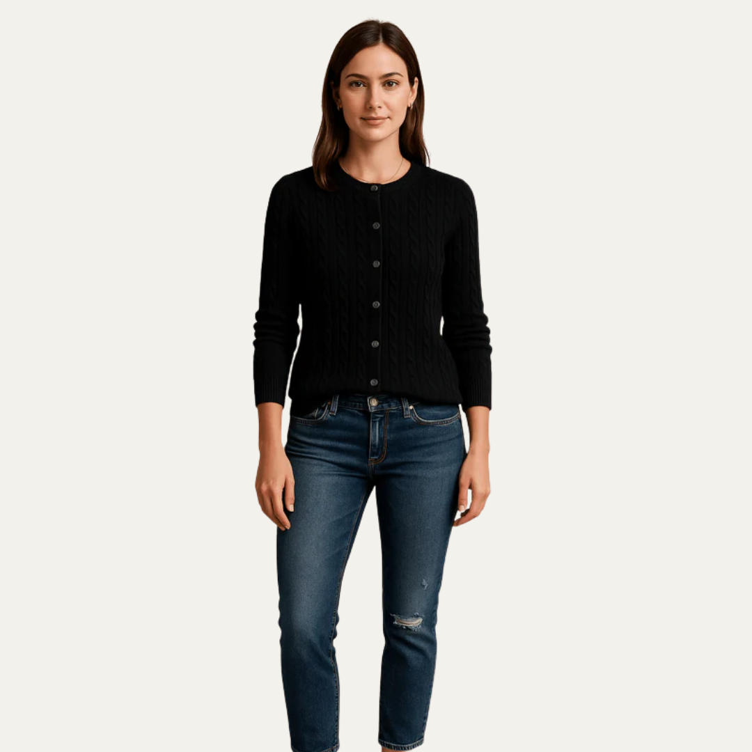 VogeLuxe | Women’s Cable Knit Button-Front Cardigan 5