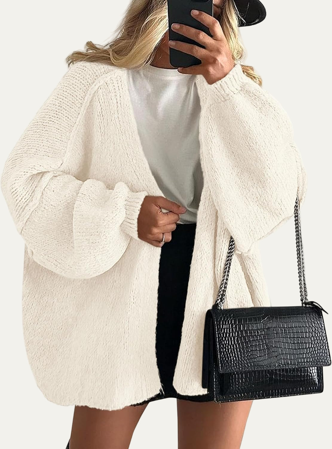 VogeLuxe | Women’s Chunky Balloon Sleeve Knit Cardigan 1