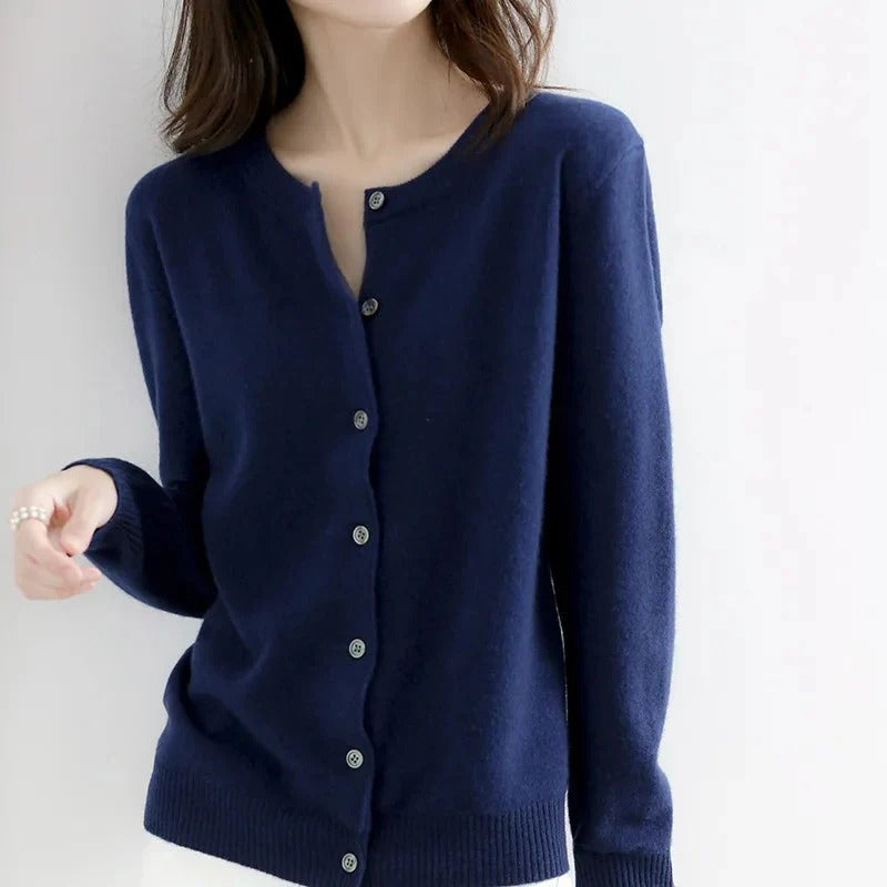 VogeLuxe | Women’s Classic Buttoned Crew-Neck Cardigan 1