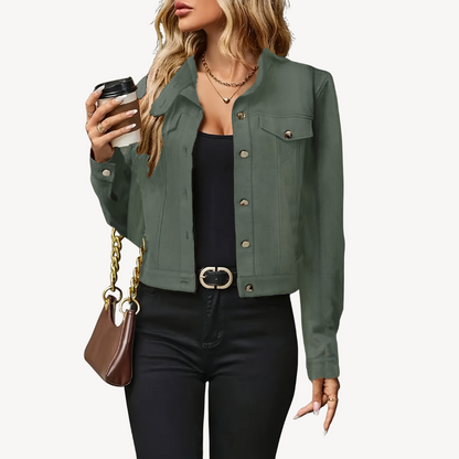 VogeLuxe | Women’s Classic Cropped Denim Jacket 0