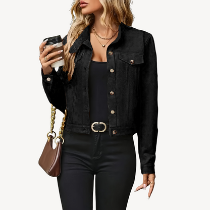 VogeLuxe | Women’s Classic Cropped Denim Jacket 3