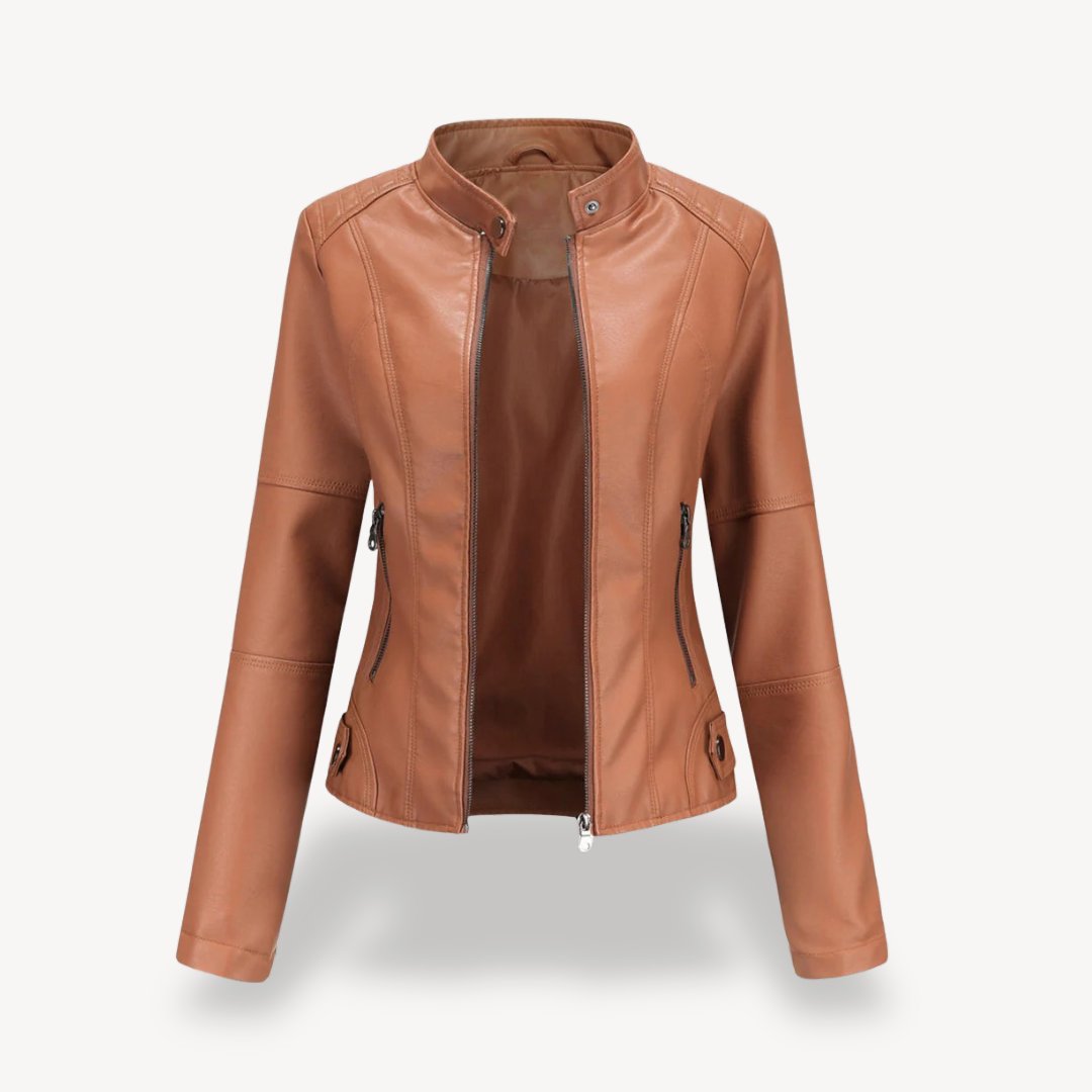 VogeLuxe | Women’s Classic Leather Biker Jacket 0