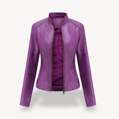 VogeLuxe | Women’s Classic Leather Biker Jacket 1