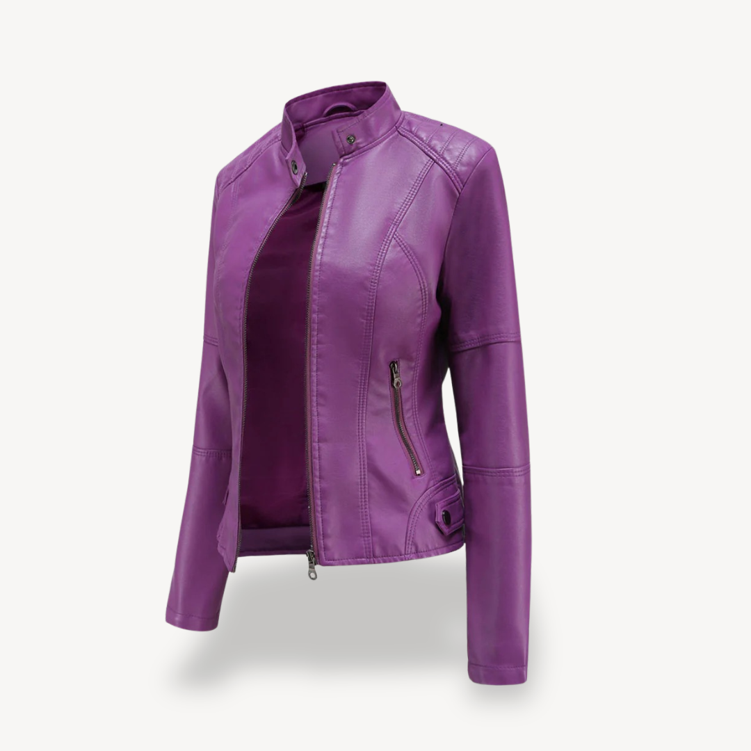 VogeLuxe | Women’s Classic Leather Biker Jacket 2