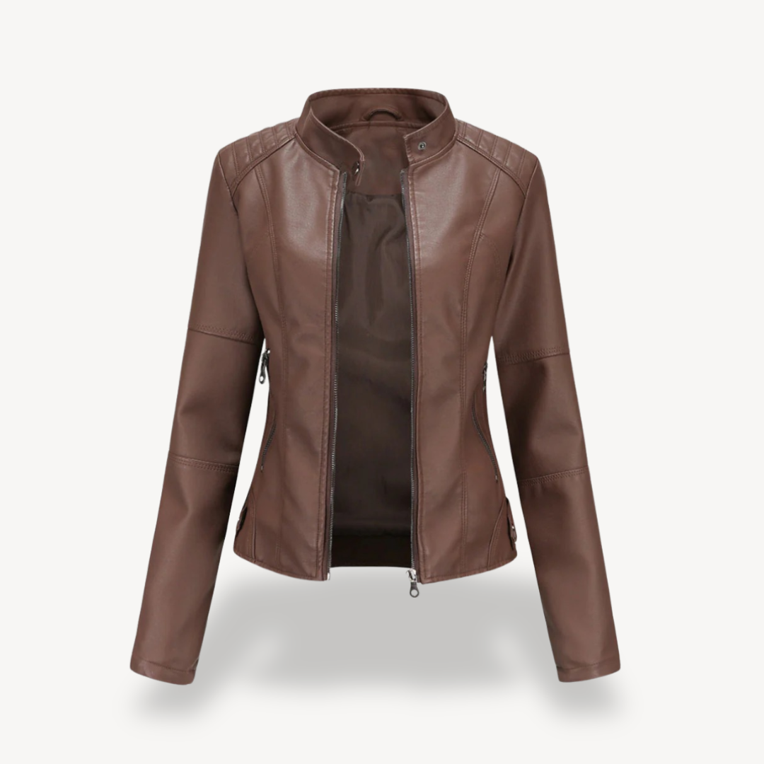VogeLuxe | Women’s Classic Leather Biker Jacket 3