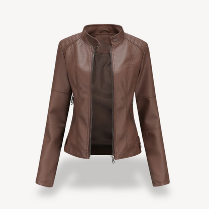 VogeLuxe | Women’s Classic Leather Biker Jacket 3