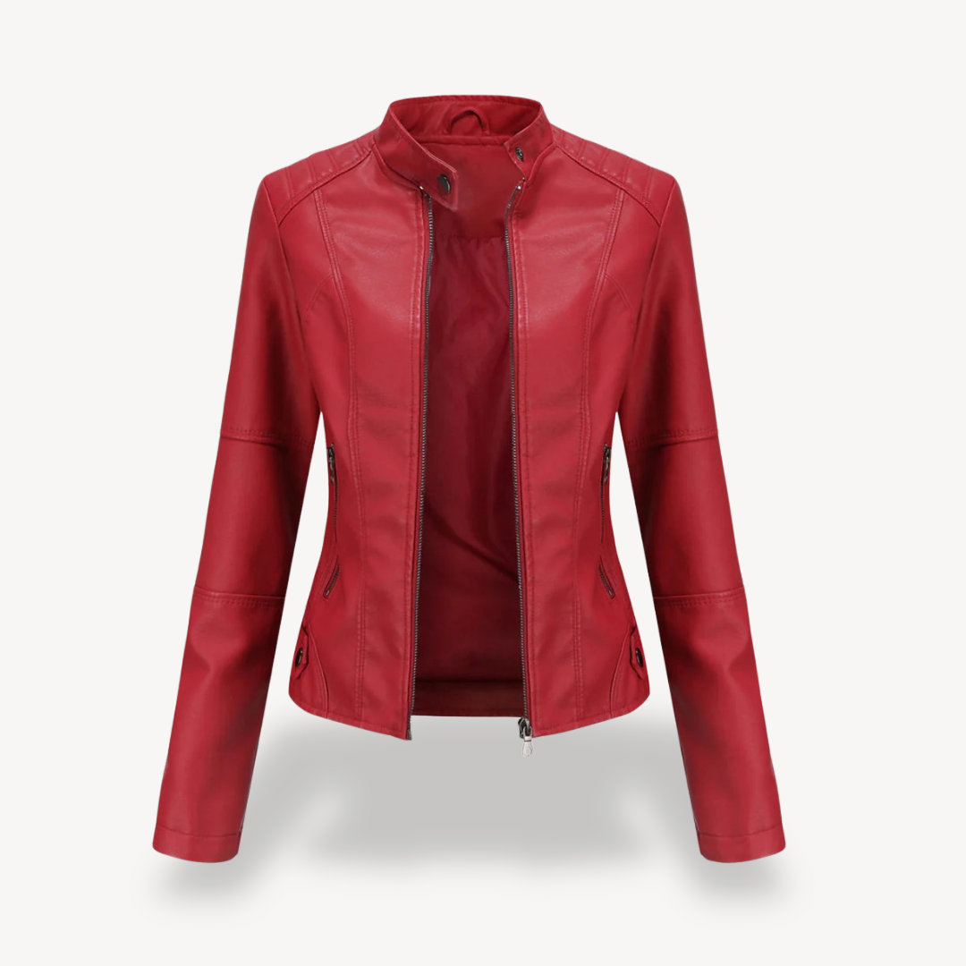 VogeLuxe | Women’s Classic Leather Biker Jacket 4