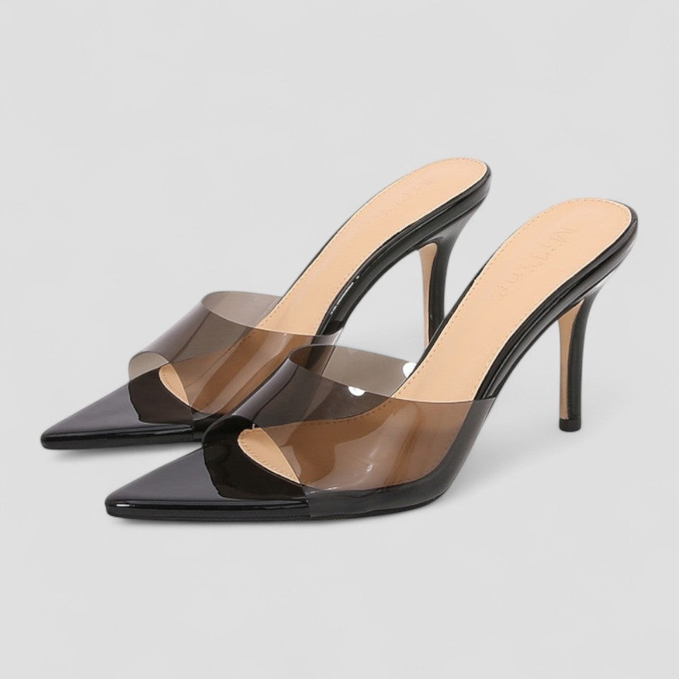 VogeLuxe | Women’s Clear Stiletto Mules 1