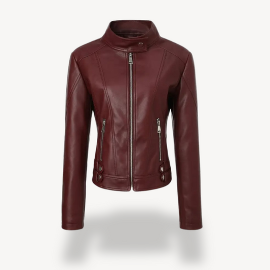 VogeLuxe | Women’s Contrast Leather Jacket 0