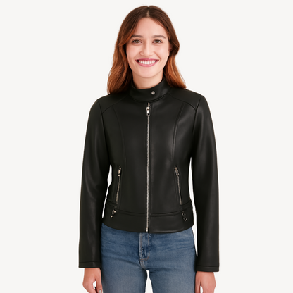 VogeLuxe | Women’s Contrast Leather Jacket 1