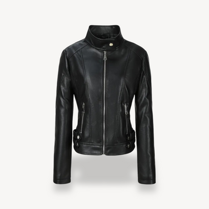 VogeLuxe | Women’s Contrast Leather Jacket 2