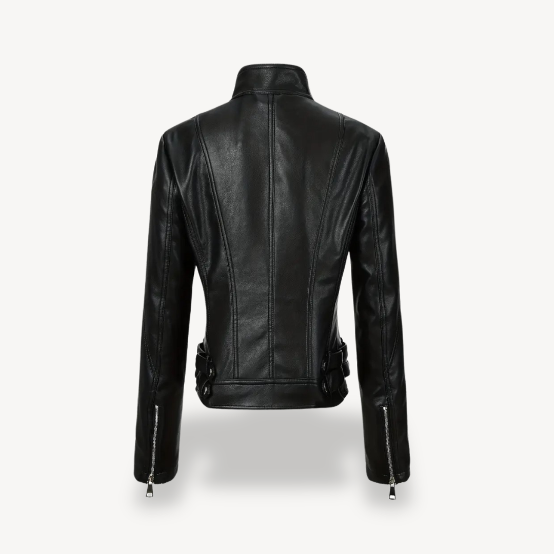 VogeLuxe | Women’s Contrast Leather Jacket 3