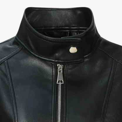 VogeLuxe | Women’s Contrast Leather Jacket 4