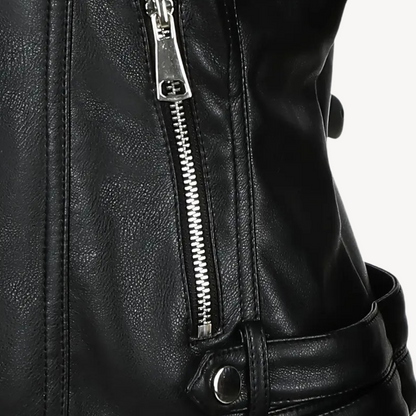 VogeLuxe | Women’s Contrast Leather Jacket 5