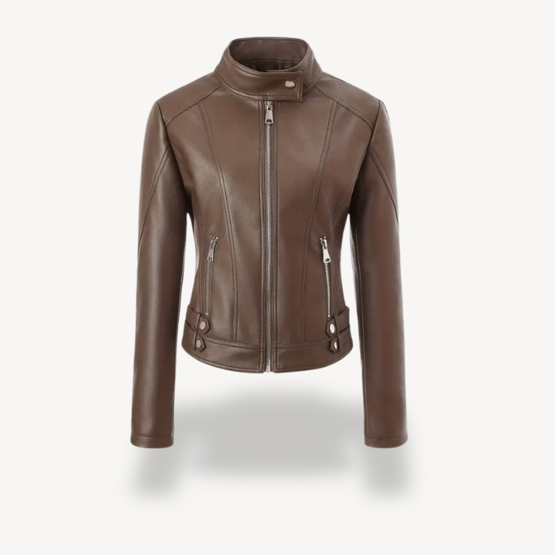 VogeLuxe | Women’s Contrast Leather Jacket 6