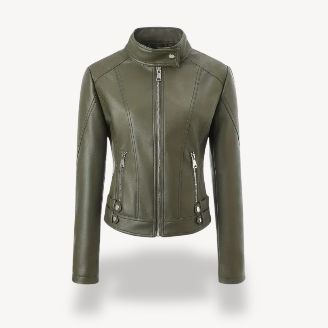 VogeLuxe | Women’s Contrast Leather Jacket 7