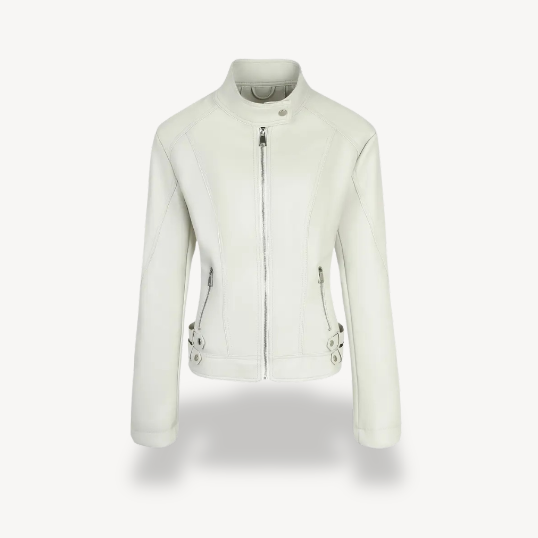 VogeLuxe | Women’s Contrast Leather Jacket 8