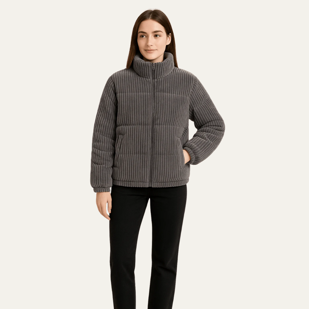 VogeLuxe | Women’s Corduroy Cropped Puffer Jacket 1