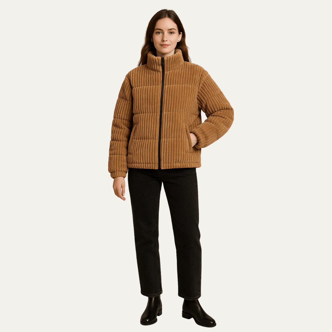 VogeLuxe | Women’s Corduroy Cropped Puffer Jacket 2