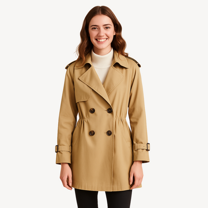 VogeLuxe | Women’s Cotton Midi Trench Coat 1