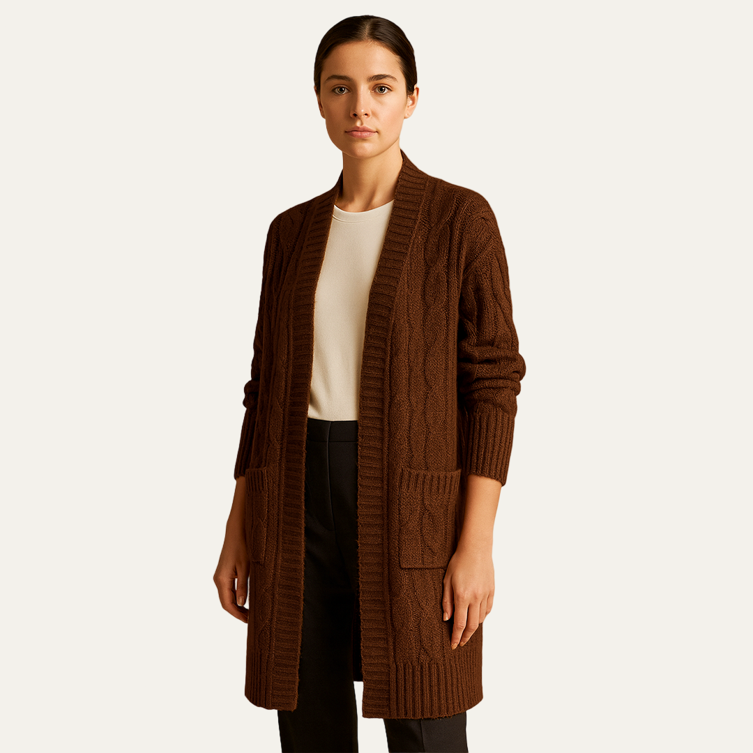VogeLuxe | Women’s Cozy Cable Knit Longline Cardigan 2