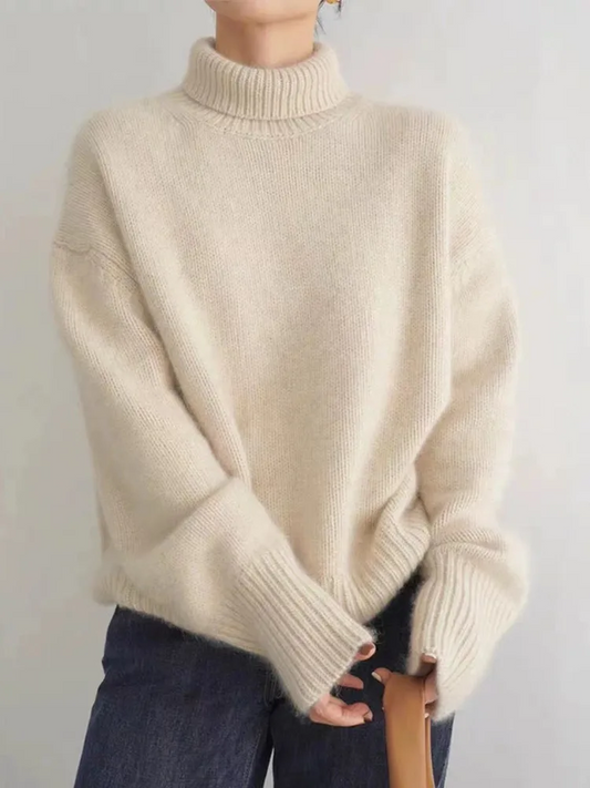 VogeLuxe | Women’s Cozy Fold-Over Turtleneck Knit Sweater 0