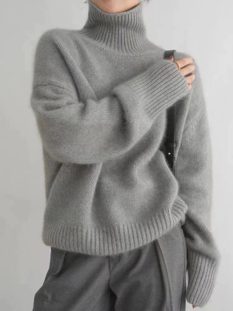 VogeLuxe | Women’s Cozy Fold-Over Turtleneck Knit Sweater 1