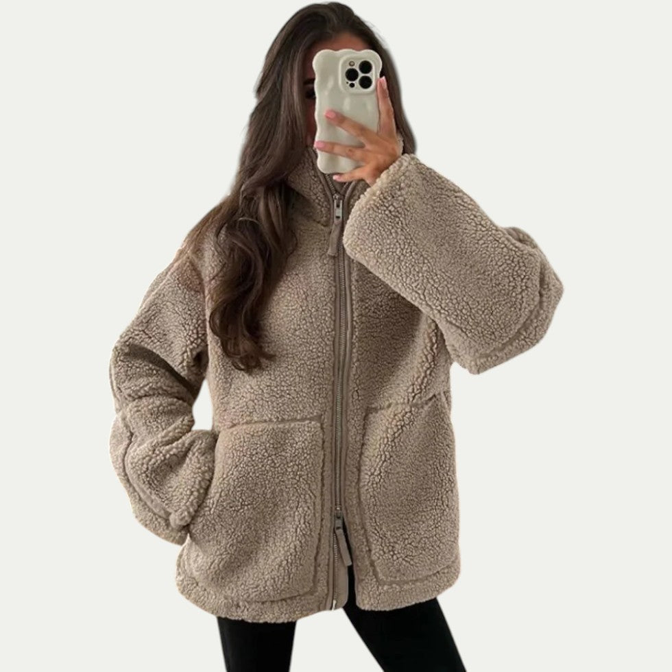 VogeLuxe | Women’s Cozy Textured Fleece Zip-Up Jacket 2