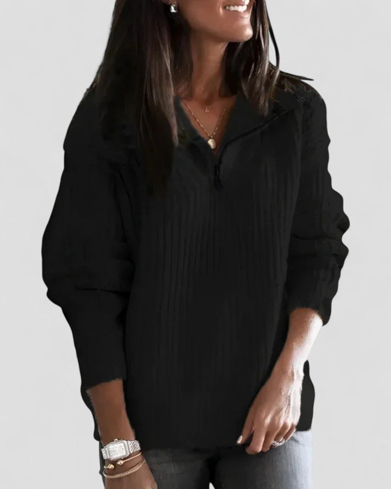 VogeLuxe | Women’s Cozy Zip Neck Knitted Sweater 0