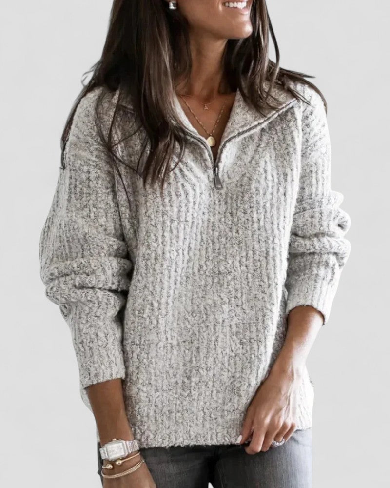 VogeLuxe | Women’s Cozy Zip Neck Knitted Sweater 2