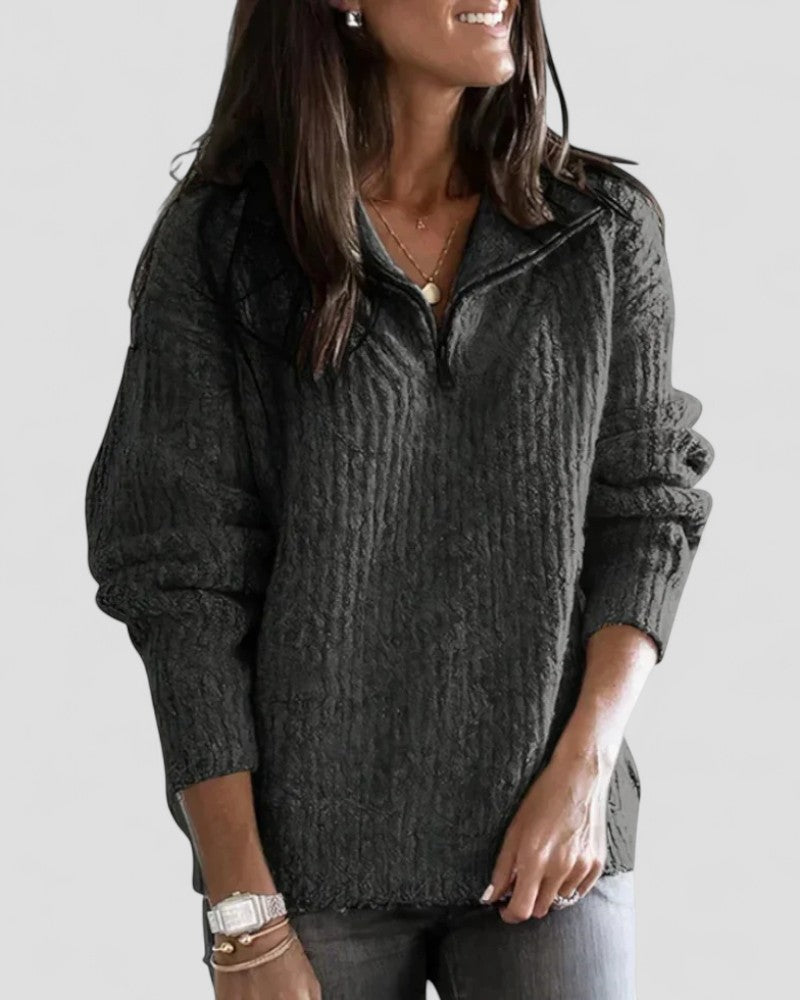 VogeLuxe | Women’s Cozy Zip Neck Knitted Sweater 3