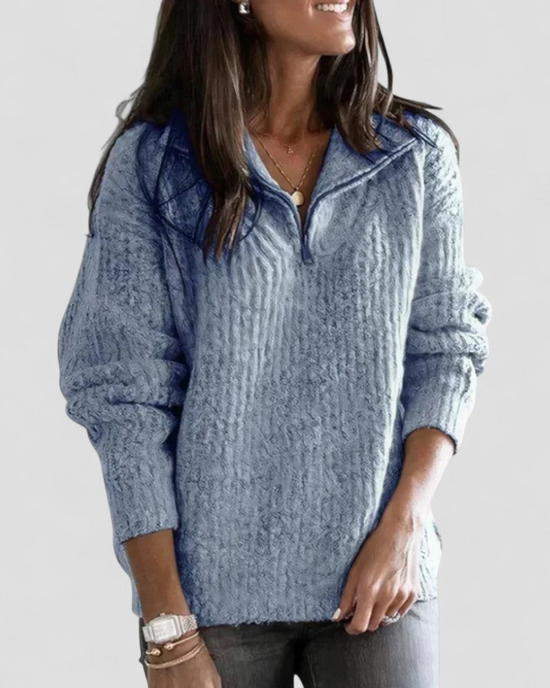 VogeLuxe | Women’s Cozy Zip Neck Knitted Sweater 4