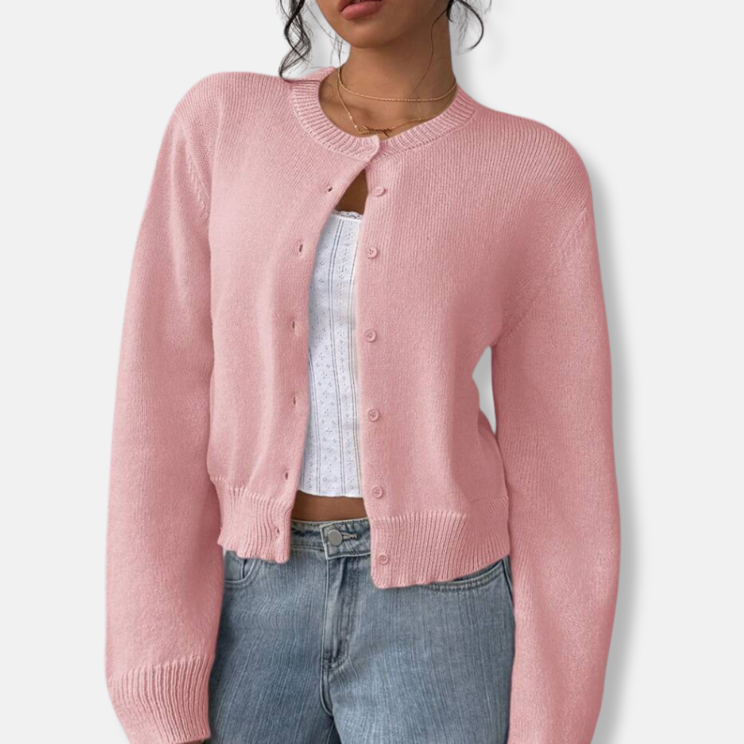 VogeLuxe | Women’s Cropped Crew-Neck Cardigan 0