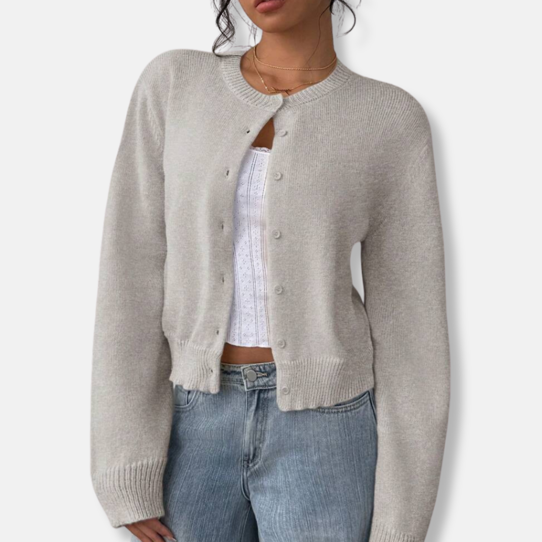 VogeLuxe | Women’s Cropped Crew-Neck Cardigan 1