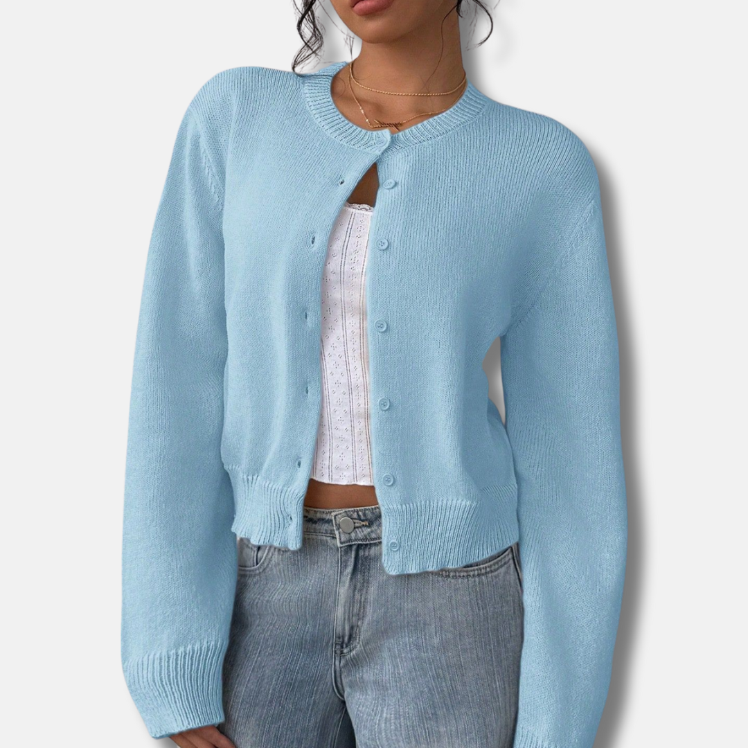 VogeLuxe | Women’s Cropped Crew-Neck Cardigan 3