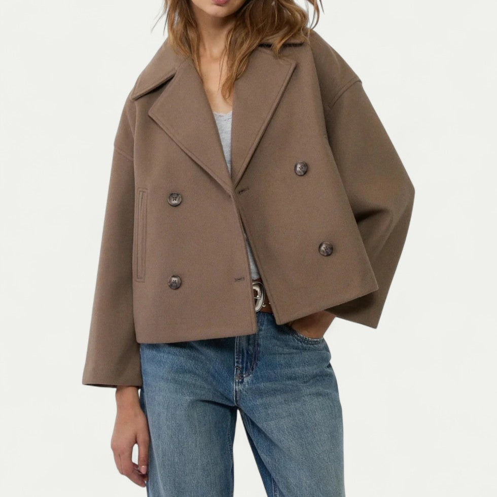 VogeLuxe | Women’s Cropped Double-Breasted Peacoat 7