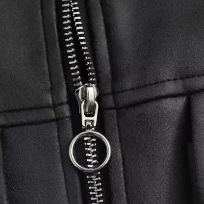 VogeLuxe | Women’s Cropped Faux Leather Aviator Jacket 2