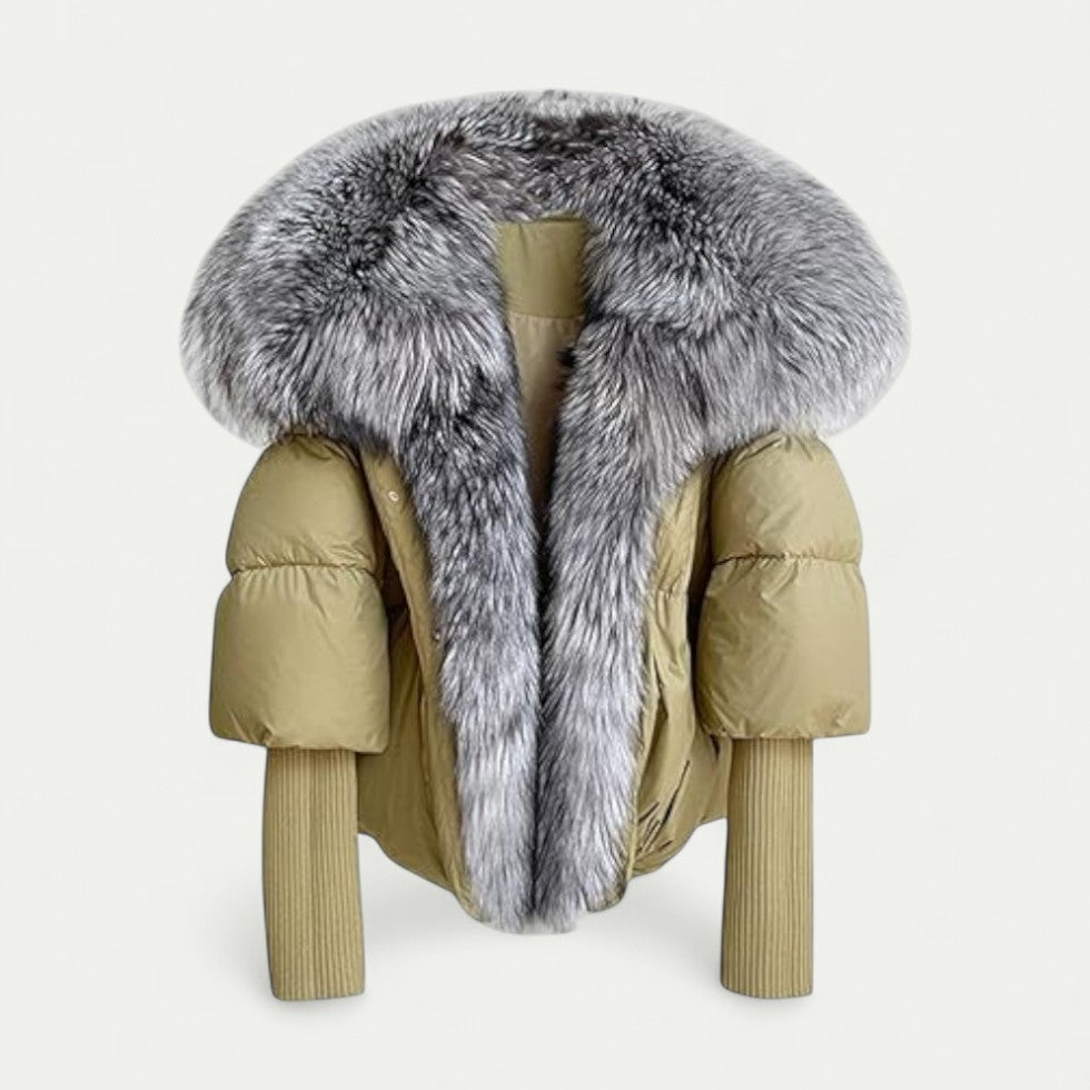 VogeLuxe | Women’s Cropped Fur Collar Puffer Jacket 0