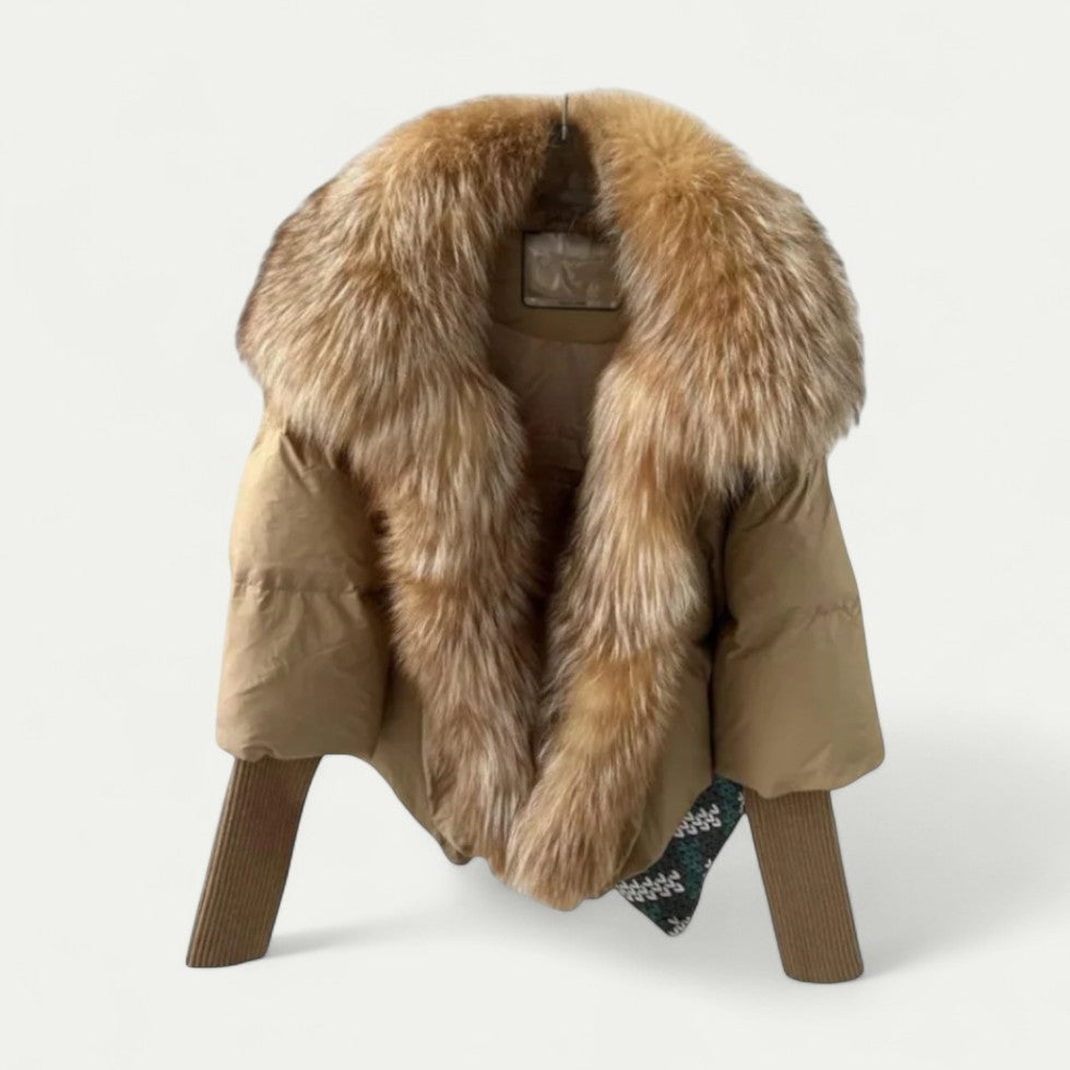 VogeLuxe | Women’s Cropped Fur Collar Puffer Jacket 1