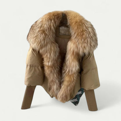 VogeLuxe | Women’s Cropped Fur Collar Puffer Jacket 1