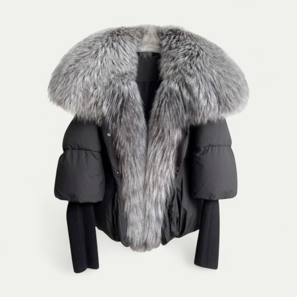 VogeLuxe | Women’s Cropped Fur Collar Puffer Jacket 2