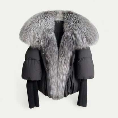 VogeLuxe | Women’s Cropped Fur Collar Puffer Jacket 2