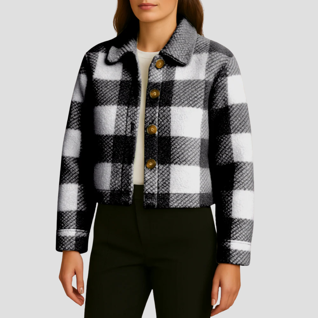 VogeLuxe | Women’s Cropped Plaid Button Shacket 0