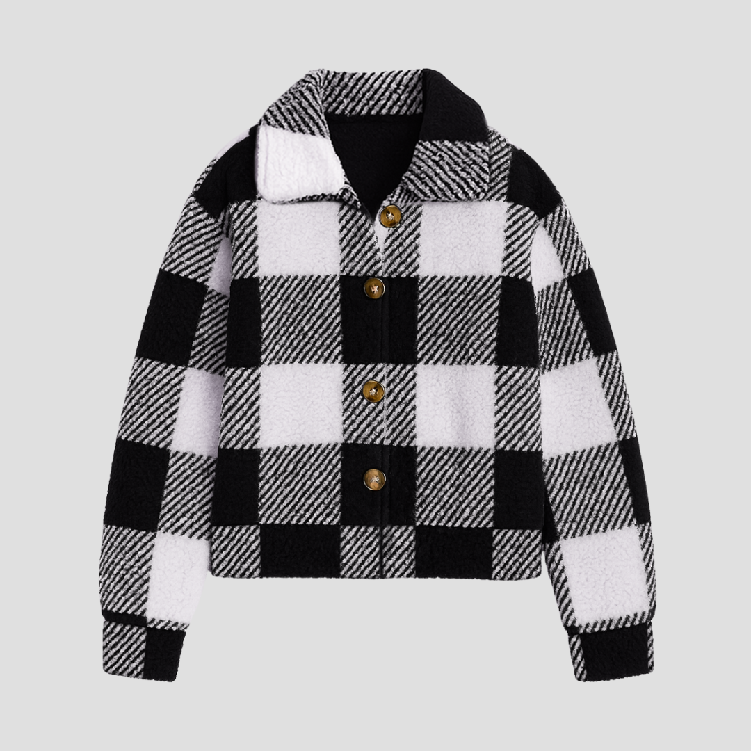 VogeLuxe | Women’s Cropped Plaid Button Shacket 1