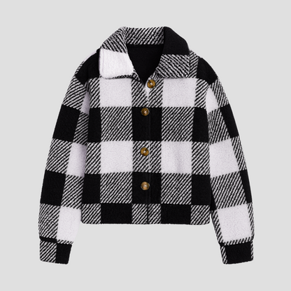 VogeLuxe | Women’s Cropped Plaid Button Shacket 1