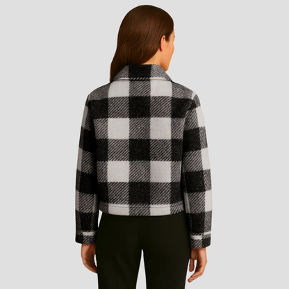 VogeLuxe | Women’s Cropped Plaid Button Shacket 3