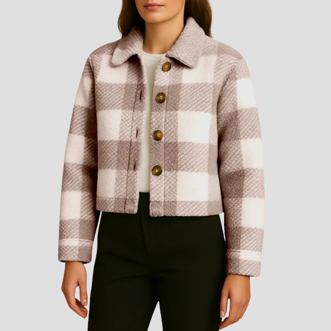 VogeLuxe | Women’s Cropped Plaid Button Shacket 4