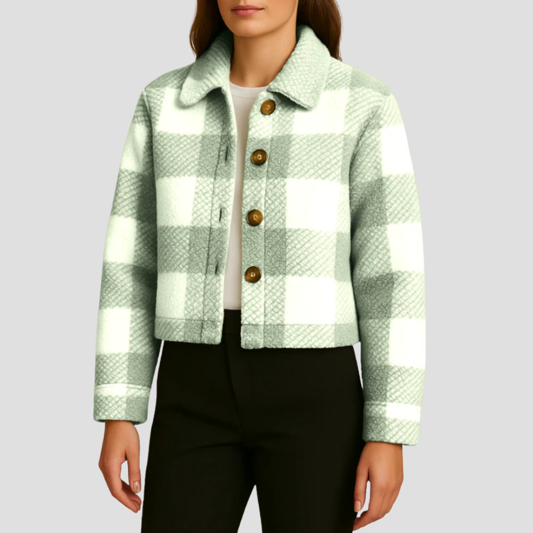 VogeLuxe | Women’s Cropped Plaid Button Shacket 5